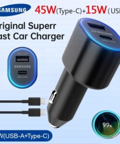 Offical Original Samsung Galaxy (45W+15W) Super Fast Dual Car Charger