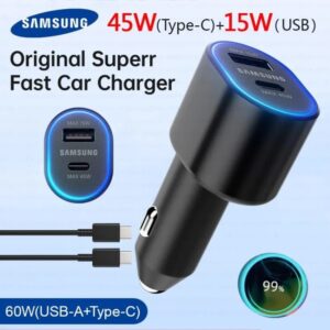 Offical Original Samsung Galaxy (45W+15W) Super Fast Dual Car Charger