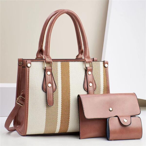 QUEEN 3 Piece Hot Sale contrast color Tote fashion hand bag - Image 4