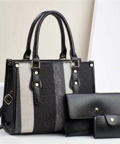 Alternative view of QUEEN 3 Piece Hot Sale contrast color Tote fashion hand bag
