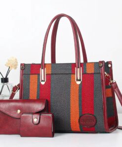 New Arrival QUEEN 3 Piece Retro casual portable Hot Sale contrast color Tote fashion hand bag