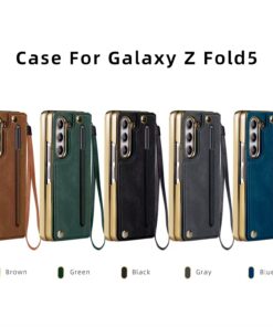 Luxury Premium Rugged Leather Wallet Card Slot Stand Phone with Pen Holder For Samsung Galaxy Z Fold 5