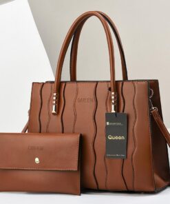 QUEEN WOMEN'S 2PCS Leather Large Capacity Crossbody Bag Purse and Handbag Hobo Set