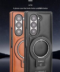 Alternative view of Luxury Premium PU Leather Folding Invisible Holder  Magsafe Phone Case Cover for Samsung Galaxy Z Fold 5