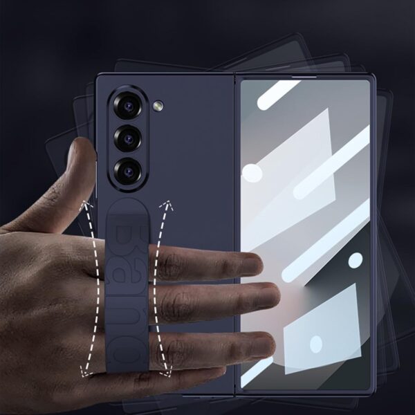 Samsung Fold 6 GKK Matte Finish Slim Band Silicone Protective Case with Finger Strap & Built-in Screen Protector - Image 24