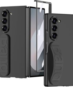 Samsung Fold 6 GKK Matte Finish Slim Band Silicone Protective Case with Finger Strap & Built-in Screen Protector