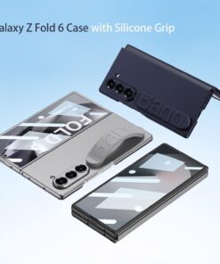 Alternative view of Samsung Fold 6 GKK Matte Finish Slim Band Silicone Protective Case with Finger Strap & Built-in Screen Protector