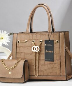 Alternative view of NEW QUEEN 2-in-1 Croc-Embossed Leather Tote & Clutch Handbag Set