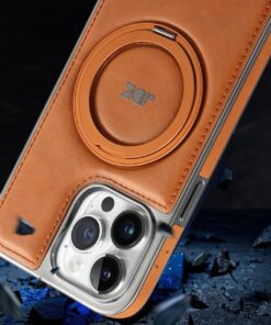 Alternative view of Fun-Casery Magnetic Kickstand Shockproof Leather Case for IPHONE 16/15/14 PRO MAX SERIES