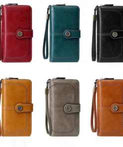 Luxury Premium High Quality RFID Anti-theft Leather Long Zipper Clutch Card Holder Female Purse