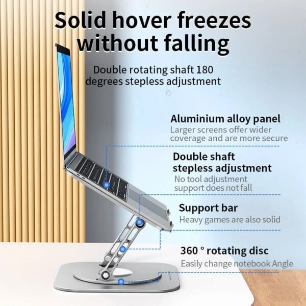 360-Degree Rotation Holder Vertical Aluminium Adjustable Portable Laptop Table Stand - Image 8