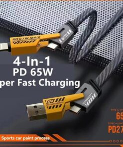 Luxury Premium 4 in 1 65W Fast Charging Lightning Nylon Braided USB Type C Cable
