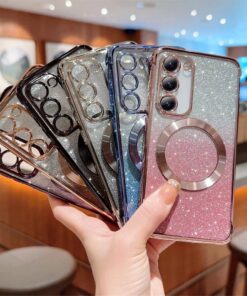 Luxury Premium Eletroplated Glitter Case Cover and 3D Glass Protector for Samsung Galaxy A Series