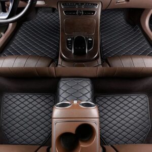 Luxury Premium Universal PU Leather Waterproof Floor Mat Set Auto Foot Pad Protector Carpet Front and Rear Mats