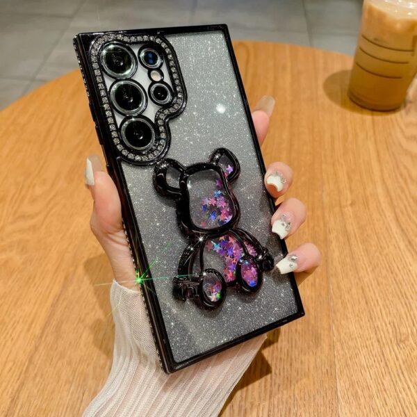 Luxury Premium Eletroplated Glitter Quicksand Cartoon Bear Case for Samsung Galaxy S21 Ultra/S22 Ultra - Image 16