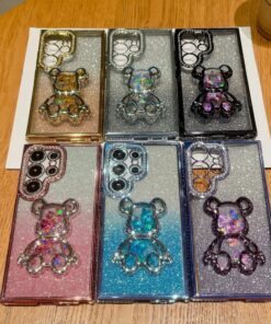 Luxury Premium Eletroplated Glitter Quicksand Cartoon Bear Case for Samsung Galaxy S23 Ultra/S24 Ultra