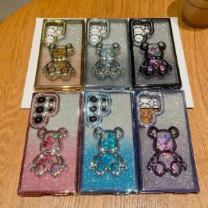 Luxury Premium Eletroplated Glitter Quicksand Cartoon Bear Case for Samsung Galaxy S23 Ultra/S24 Ultra