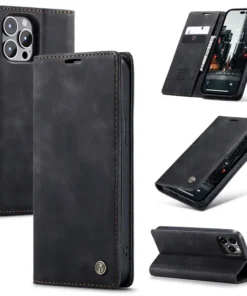 Alternative view of Luxury Premium Magnetic Caseme Retro Flip Wallet Leather Case Cover and 3D Glass Protector For iPhone Series