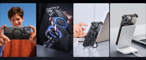 Luxury Premium Metal Framless Magsafe Magnetic Stand Phone Case Cover For iPhone Series - Image 12