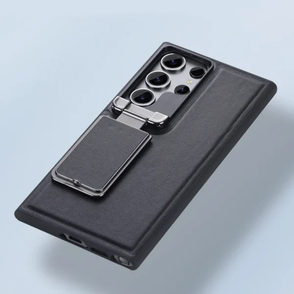 Leather Case with Back Stand for Samsung Galaxy S23 Ultra / S24 Ultra, Business Cover with Camera Lens Cover, Kickstand Case - Image 4