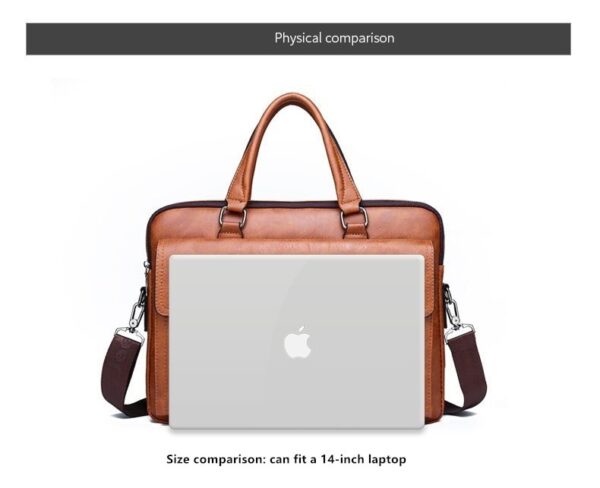 JEEP BULUO Men’s Leather Briefcases Bag Shoulder Fashion Business Laptop Bag - Image 6