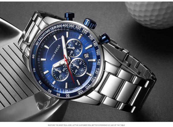 MINI FOCUS Waterproof Sport Watch Chronograph Men Casual Stainless Steel Quartz Clock - Image 11