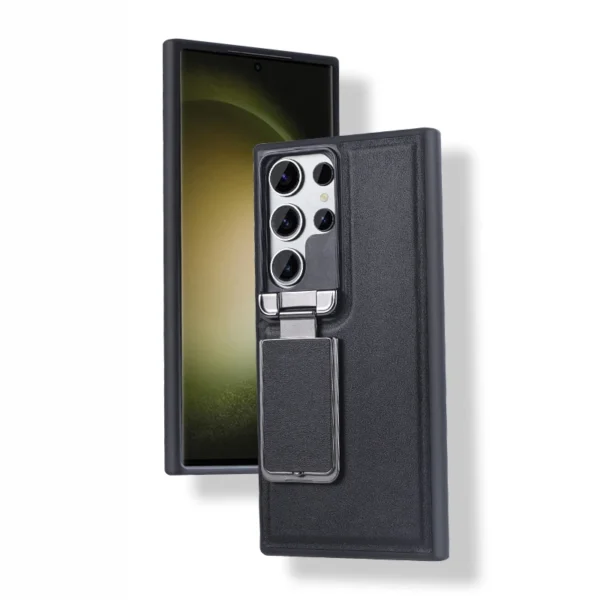 Leather Case with Back Stand for Samsung Galaxy S23 Ultra / S24 Ultra, Business Cover with Camera Lens Cover, Kickstand Case - Image 5