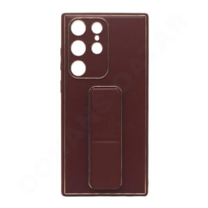 Samsung Galaxy S22/S23 Series Premium Gold Electroplated Luxury Leather Case with Magnetic Car Mount Holder & Wrist Strap Case Kickstand