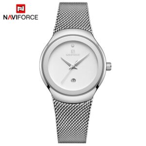 NAVIFORCE Women's Analogue Quartz Watch Waterproof Simple Stainless Steel Band