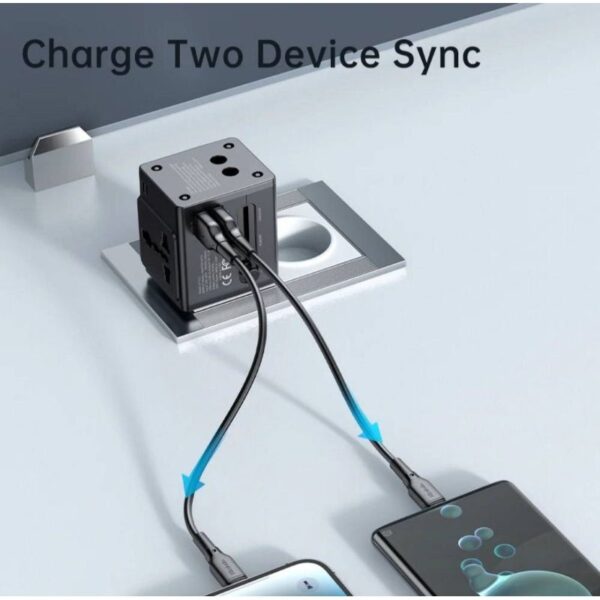 Premium ONESAM Universal Travel Adaptors Fast Charging USB-C + USB Port Output Type-C - Image 5