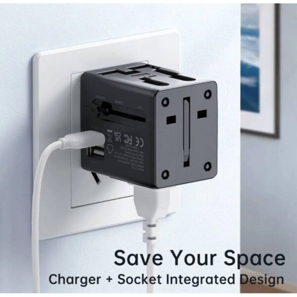 Premium ONESAM Universal Travel Adaptors Fast Charging USB-C + USB Port Output Type-C - Image 9