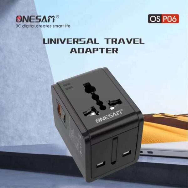 Premium ONESAM Universal Travel Adaptors Fast Charging USB-C + USB Port Output Type-C - Image 10