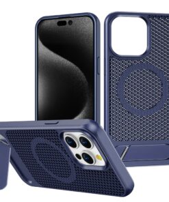 Alternative view of Luxury Premium Mesh Heat Cooling Wireless Charging MagSafe Invisible Stand Hard Case Cover For iPhone Series