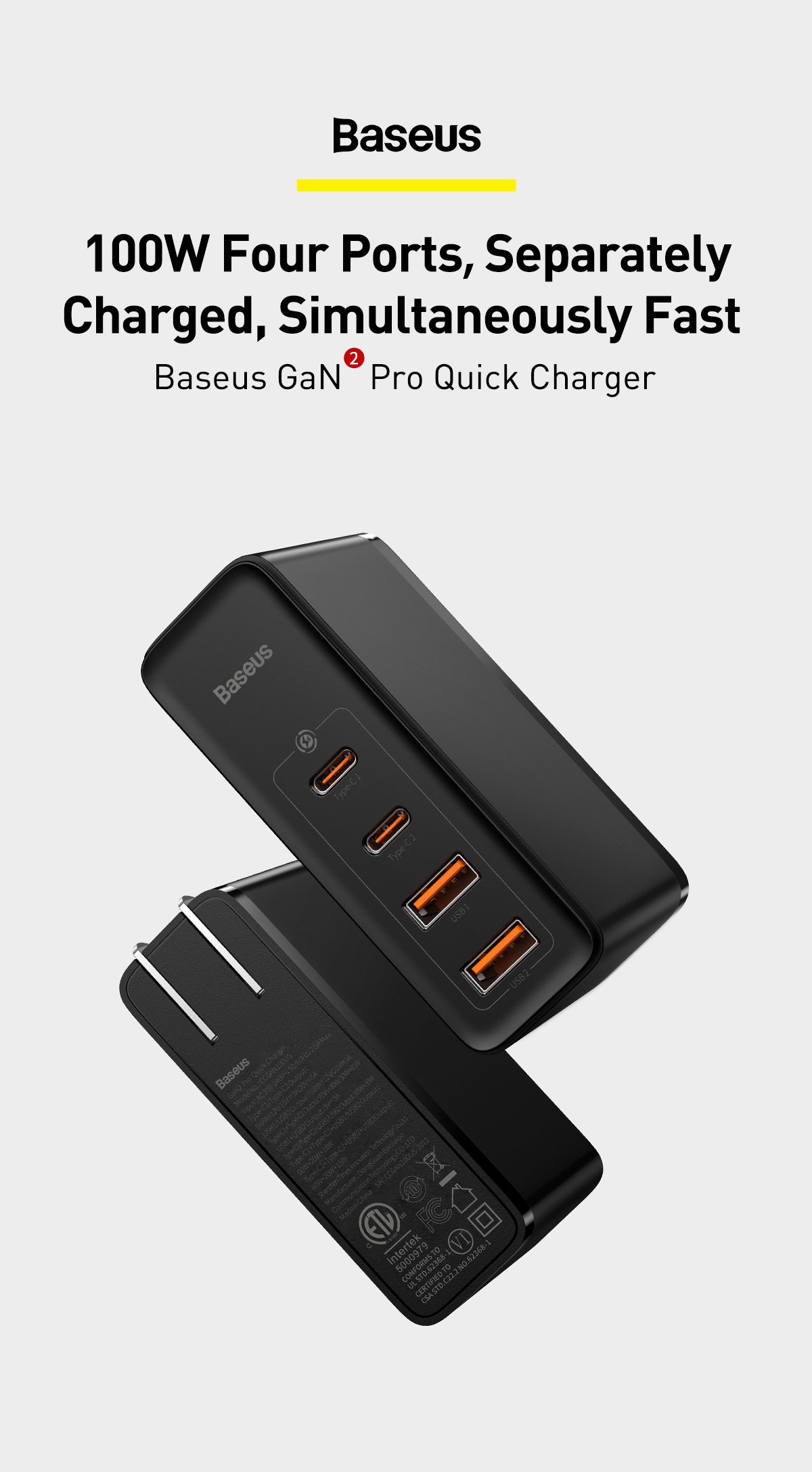 Baseus 140W GaN Charger USB Type C PD3.1 Fast Charge