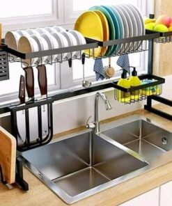 Stainless Steel Over Sink Hanging Dish Rack Plate Organizer
