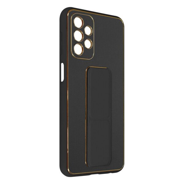 Premium Gold Electroplated Luxury Leather Case with Magnetic Car Mount Holder & Wrist Strap Case Kickstand for Samsung Galaxy A Series - Image 11