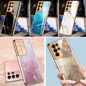 Luxury Premium Marble Shockproof Tempered Glass Case Cover for Samsung Galaxy S23 Ultra