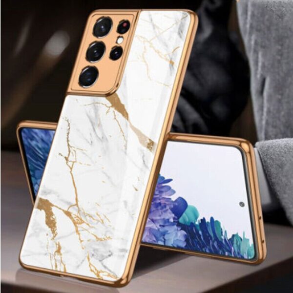 Luxury Premium Marble Shockproof Tempered Glass Case Cover for Samsung Galaxy S23 Ultra - Image 6