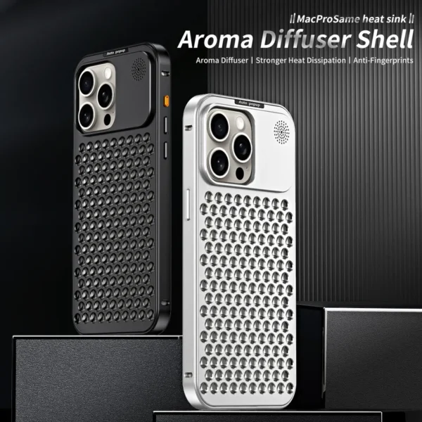Luxury Ultra thin Aluminum Alloy Heat Dissipation Aromatherapy Anti-Scratch Slim Case Cover For iPhone series - Image 43