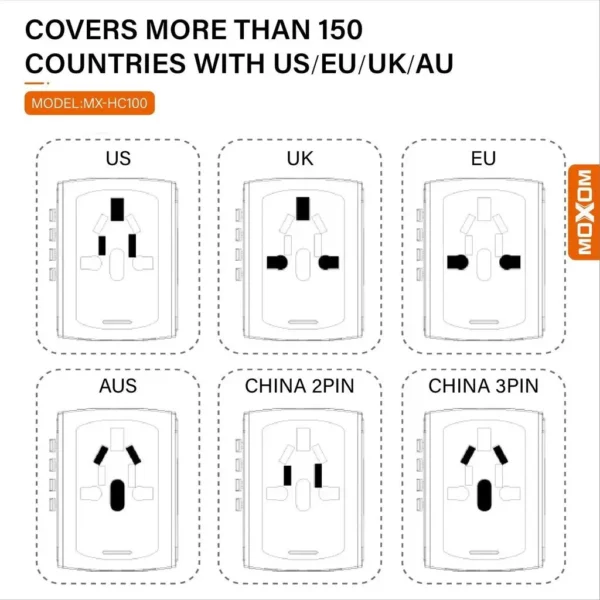 MOXOM 4 in1 with USB Charger Universal Adaptor Multi-Nation Travel Adapter - Image 28