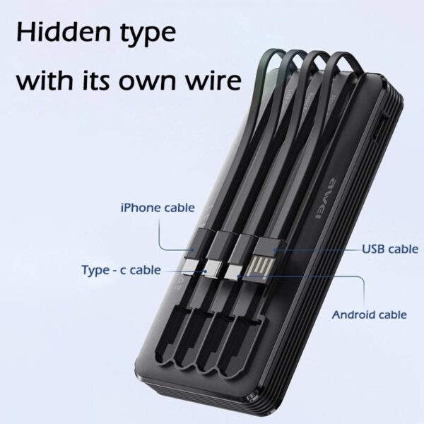 Awei P133K Power Bank 10000mAh with Multiple Charging Cable Outputs Portable Power Bank - Image 20