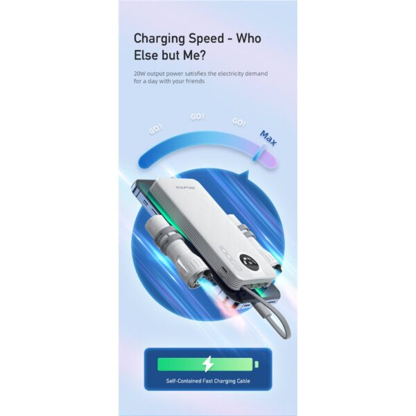 Awei P133K Power Bank 10000mAh with Multiple Charging Cable Outputs Portable Power Bank - Image 22