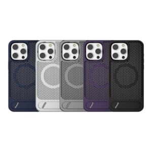 Luxury Premium Mesh Heat Cooling Wireless Charging MagSafe Invisible Stand Hard Case Cover For iPhone Series