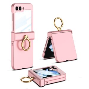 Samsung Galaxy Z Flip 5 5G GKK Ring Holder Hinged Case with Screen Film Protective Cover