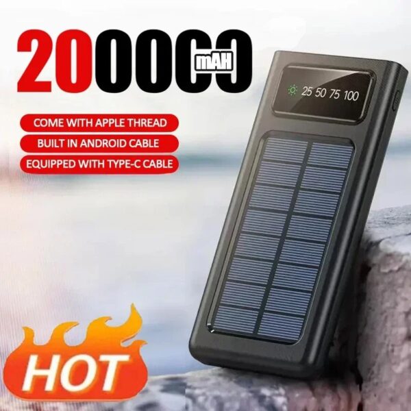 Luxury Premium 20000mAh Solar Power Bank Ultra Capacity USB 4 in1 Super Fast Charging USB TypeC LED Light Outdoor Power Bank - Image 20