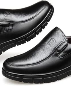 Alternative view of Premium Grain Leather Men’s Casual Loafers – Flat Platform Walking Shoes