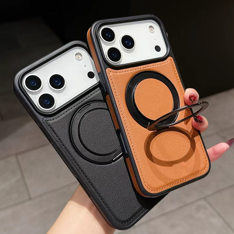 LuxRotate 360° Leather Stand Case for iPhone 17 Pro Max – Magnetic Kickstand Protective Cover - Image 5