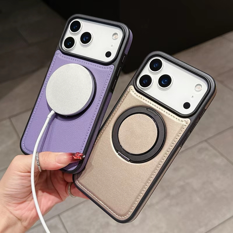 LuxRotate 360° Leather Stand Case for iPhone 17 Pro Max – Magnetic Kickstand Protective Cover - Image 6