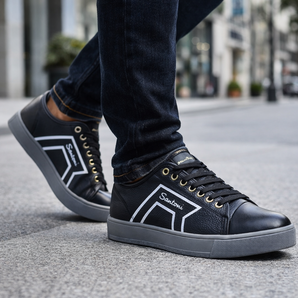 Men’s Premium Leather Low-Top Sneakers – Luxury Casual Lace-Up Shoes - Image 3