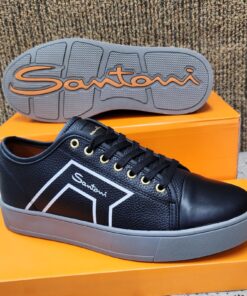 Men’s Premium Leather Low-Top Sneakers – Luxury Casual Lace-Up Shoes